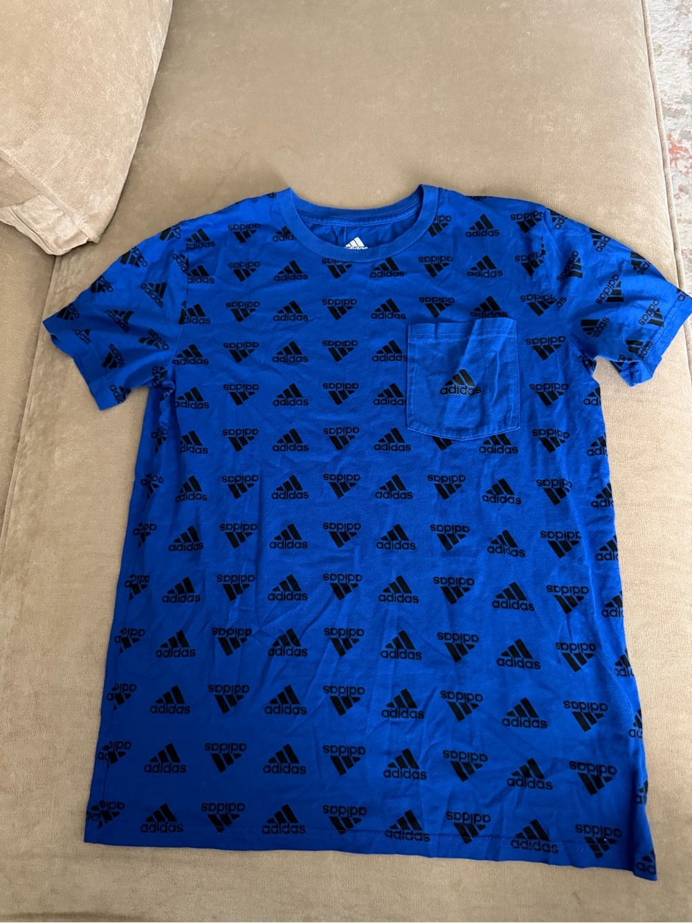 Adidas Youth Blue Logo Pocket Tee